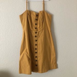 Forever 21 Mustard Button Skater Dress